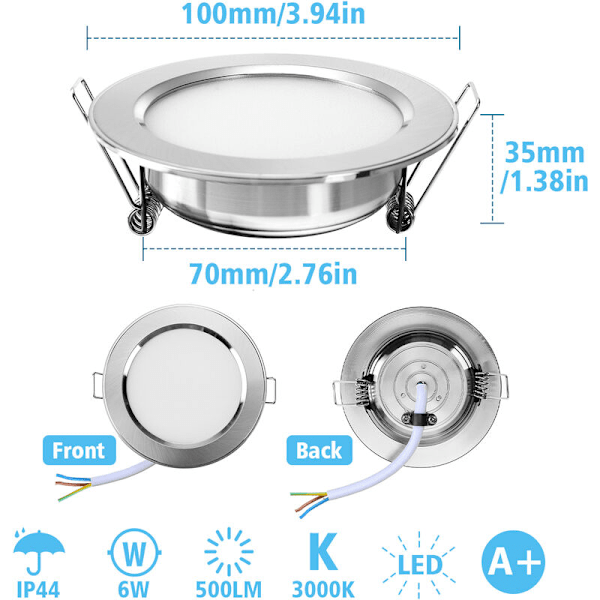 KINGSO LED Inbyggda Takspotlights 6W 500LM Inbyggda Spotlights Lampa SET om 6
