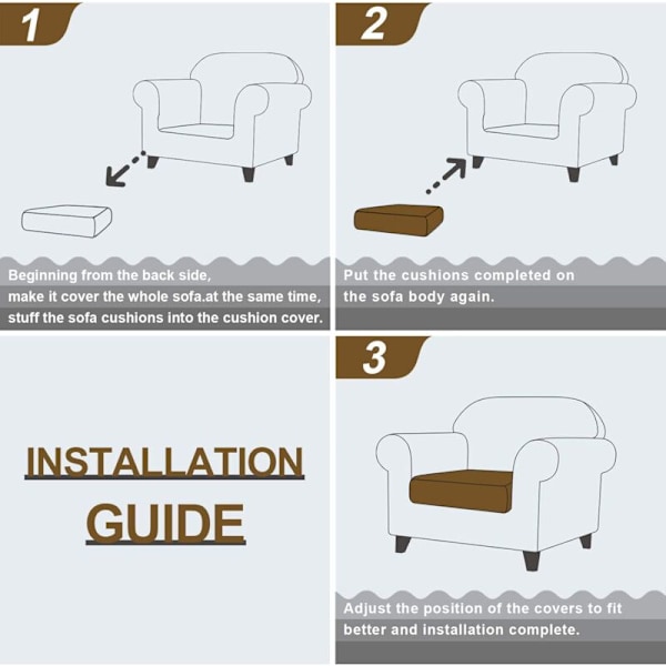 Högkvalitativ Stretch Soffa Sitsöverdrag, Kuddskydd, Tvättad Soffa Sits (1 Sits, Ljusbrun)
