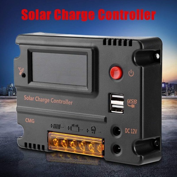 Rubberskin 12V/24V 10A Regulator LCD Solpanel Intelligent Laddningsregulator Batteriladdningsregulator Timer Dubbla USB-portar Hushålls Solsystem