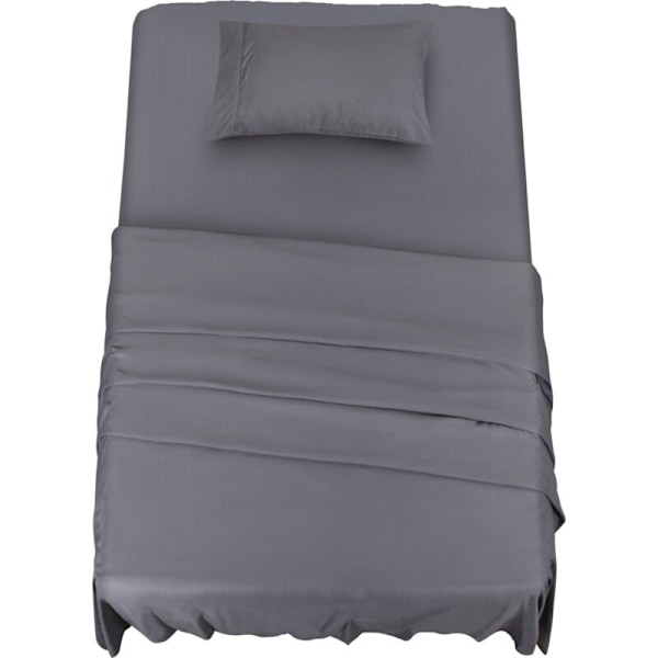 Sängkläder i Polyester Mikrofiber (3 delar, Grå) - 1 Resårlakan 90x190cm, 1 Överkast 167x243 cm och 1 Kuddfodral 50x75cm