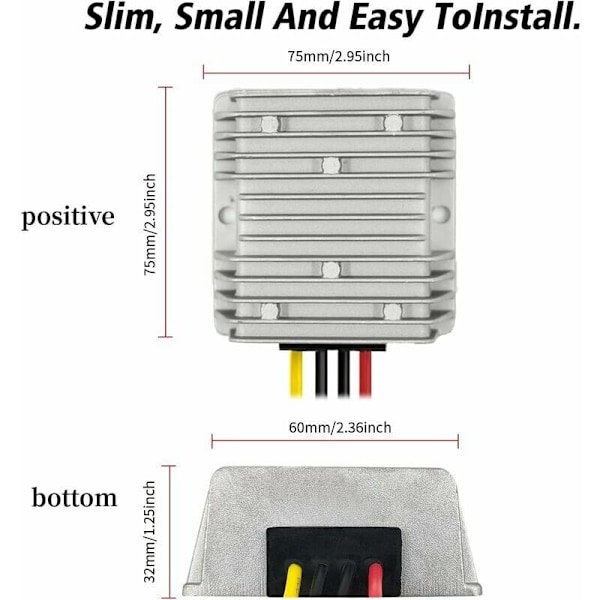 Spänningsomvandlare, Bil DC 12V 15A Spänningsstabilisator Överspänningsskydd Strömreglering för Bil Lastbil Fordon Båt Solsystem etc. (DC10-24V ingång, DC