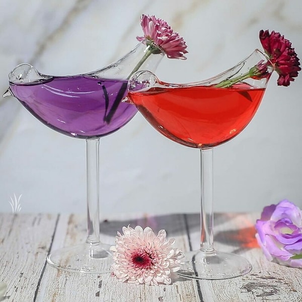 Set med 2 Cocktailglas - 150ml - Kreativa Fågeldesign Vinglasset för Fest Bröllop