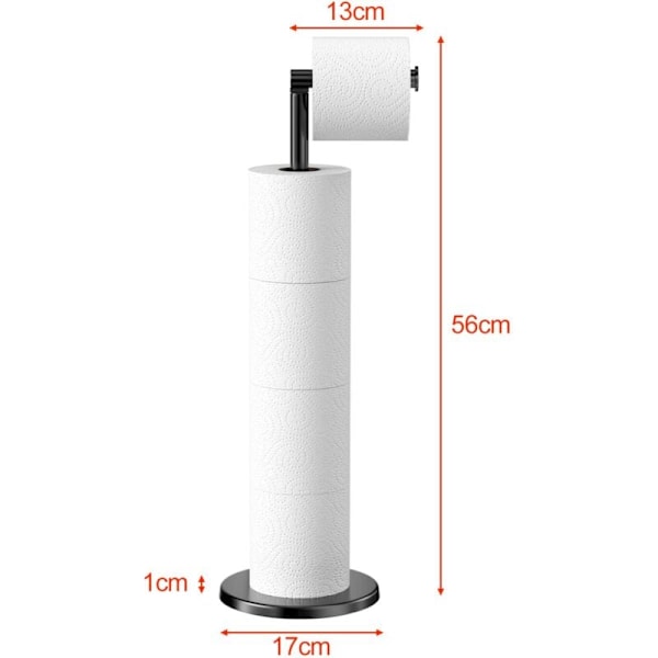 Fristående Toalettpappershållare, Rostfritt Stål Toalettpappersdispenser, Toalettpappershållare med Tung Bas, Rostfri Toalettpappershållare (Svart)