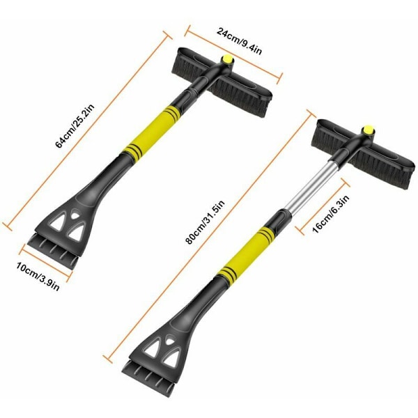 Bilskrapa 2 i 1 Snöskapa, Is- och Snöborste med 360° Borst huvud Stor, Multifunktionell Pisk Is- och Snöskapa för Bilar Lastbil SUV Vindruta