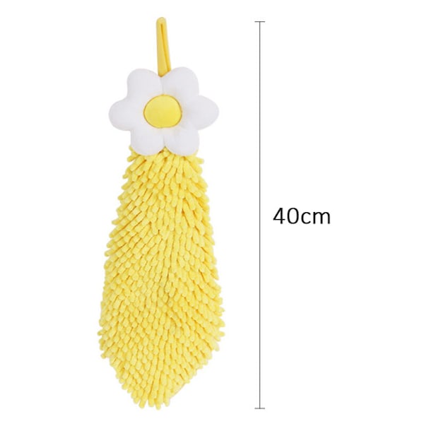 2-pack Söta Chenille Mjuka Hängande Handdukar Absorberande Köks- & Badrumsduk Gult