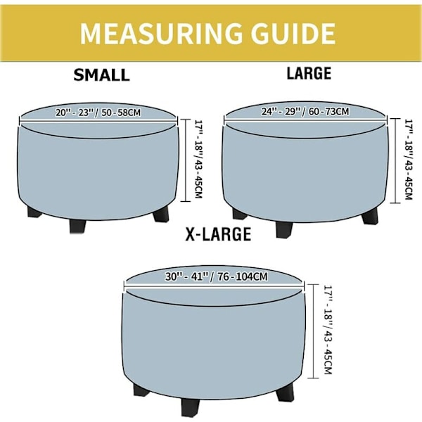 Rund Ottomansk Hölje Stretch Jacquard Pouffe Höljen, Fotpall Hölje Möbelskydd Pall Hölje med Elastisk Botten Halksäker, SMALL