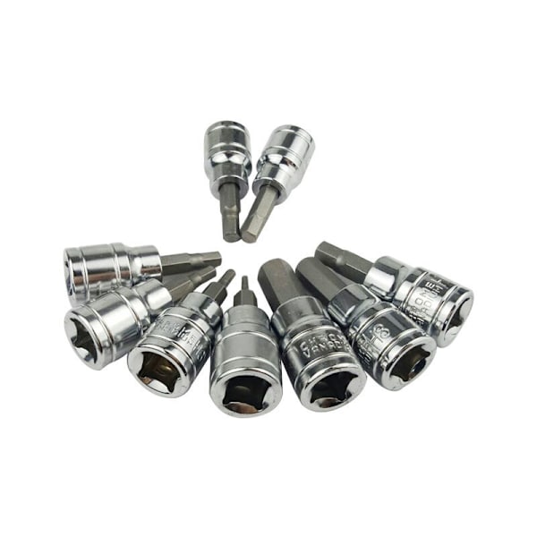 3/8\" Driv 2-10mm, 9-delad Hylsesats T20-T25-T27-T30-T40-T45-T50-T55-T60 - Kvalitativa och Hållbara Material - Förvaringsbricka - Kompakt Hus