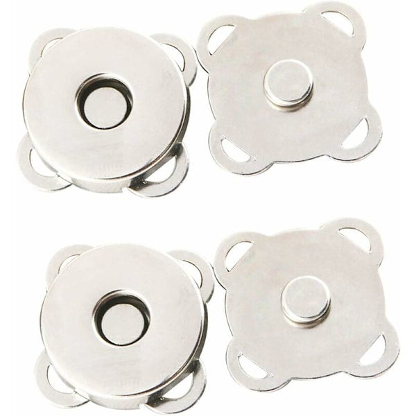 Trimming Shop Magnetiska Metallknappar Spännen Sytillbehör för DIY Kläder, Hantverk, Handväskor, Läderrock, Jacka Plånbokstillverkning - Silver (14mm)