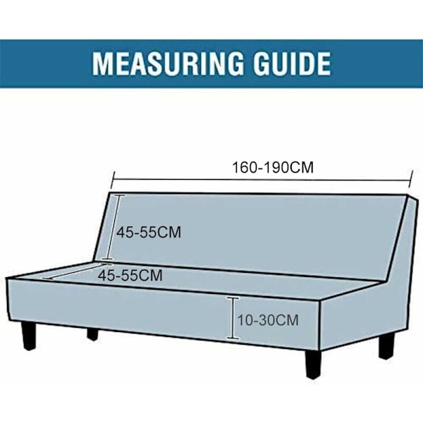 Soffaöverdrag utan armstöd, Stretchbar Soffa- och Sängöverdrag, Vikbart Soffaöverdrag Clic Clac Tjockt, Liten, Grå