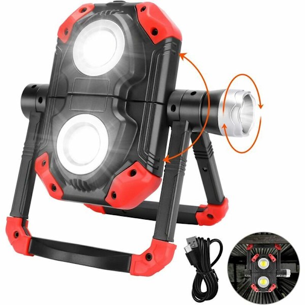 Laddningsbar LED-arbetsplatslampa för utomhus, bärbar, flexibel, 360° rotation med laddningsbart batteri, utrustad med 5 lanternlägen för camping,