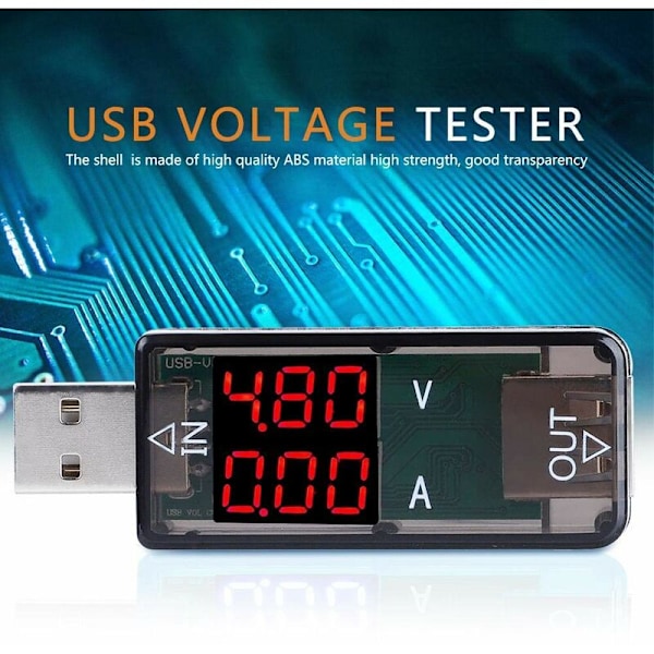 USB-testare Multimeter, 3.2-10V 0-3A USB Digital Ström- och Spänningstestare Mätare Voltmeter Amperemeter 0.01 Noggrannhet Multimeter Laddare