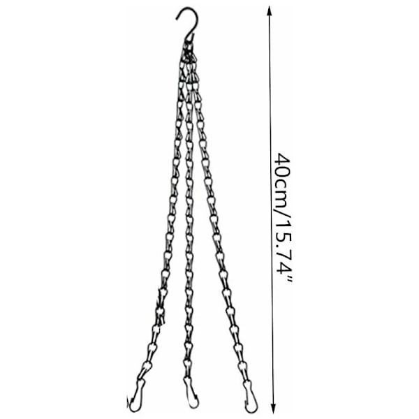 7-pack 39 cm tunga trådkorgkedjor för utbyte av trådkorgar, galvaniserade kedjor (svarta)