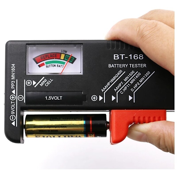 BT-168 Batteritestare för AA/AAA/C/D/9V/1.5V Universal Knappcell Färgkodad Mätare Indikerar Volt Testare Checker BT168 Strömförsörjning