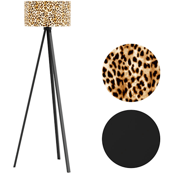 Royal TunbridgeWells Tripod Golvlampa Höjd 140cm E27 Svart Leopardmönster lux.pro