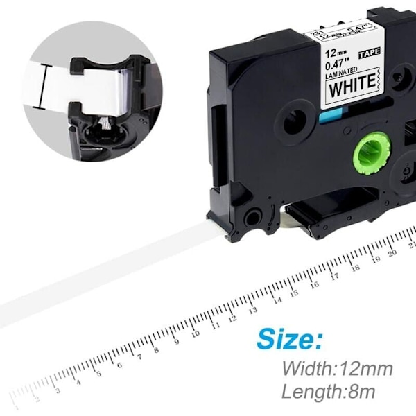 Kompatibelt Tejp för Brother TZe 12mm TZe-231 TZe-335 TZe-431 TZe-531 TZe-631 TZe-731 Tejpkassett för Brother P-Touch Etikettmaskin PT-H100LB PT-H1