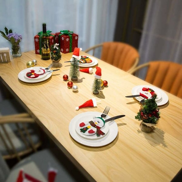 Juldekoration Bestick Tomte Kostym, Juldörr, Juldukväska, Bestickshållare Kniv Gaffel Sked, Besticksväska Jul, C