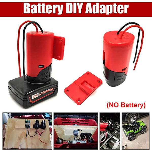 M12 Batteriadapter Kompatibel med Milwaukee M12 12V, Batterihållare, Strömkontakt Adapter