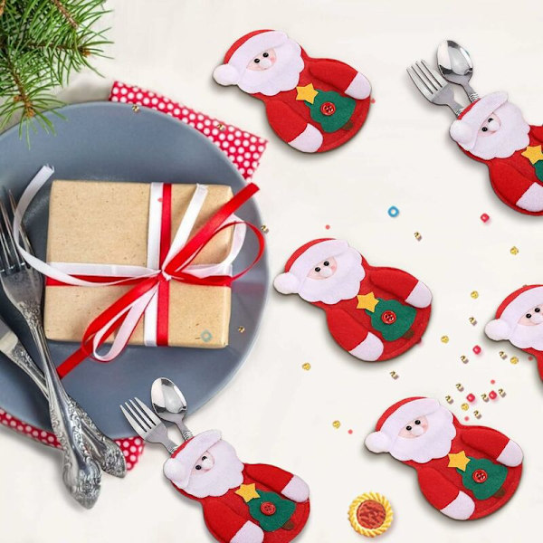 Juldekoration Bestick Tomte Kostym, Julöverdragen Dörr, Juldukväska, Bestickshållare Kniv Gaffel Sked, Julbestick