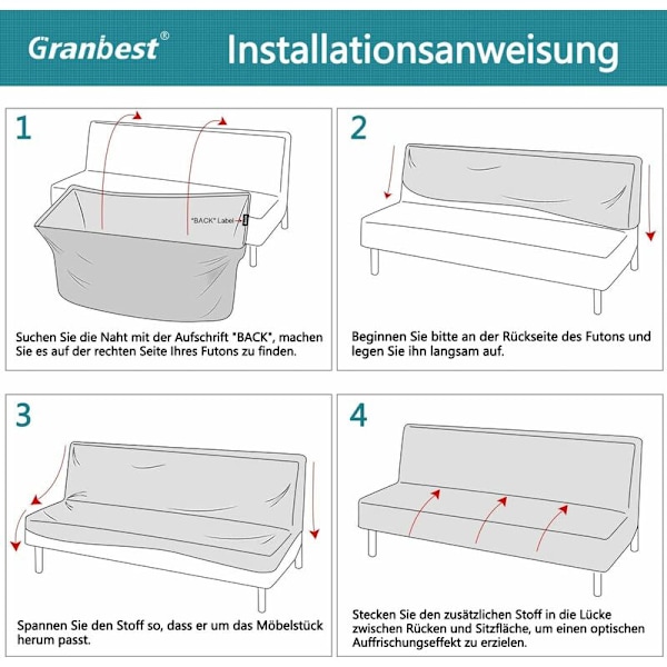 Vattentät Futonöverdrag Utan Armstöd, Hög Elasticitet, Futon Skydd för Fällbar Soffa, Halksäker, Utan Armstöd, Svart och Grön