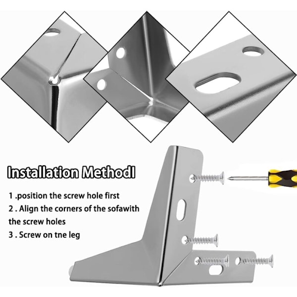 4 st Metall Möbelben, 6 tum 15 cm Triangel Möbelben för Soffa, Kaffebord, TV-Skåp och Möbelfötter (Silver)