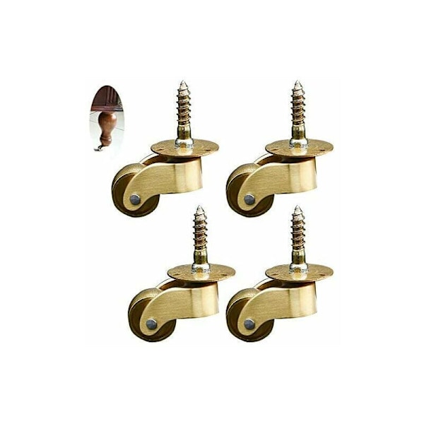 4X Swivelhjul, Mässingsmöbelhjul, Transport Hjul, Swivelhjul, Tyst Rullande, för Möbel, Apparater & Utrustning, Small M