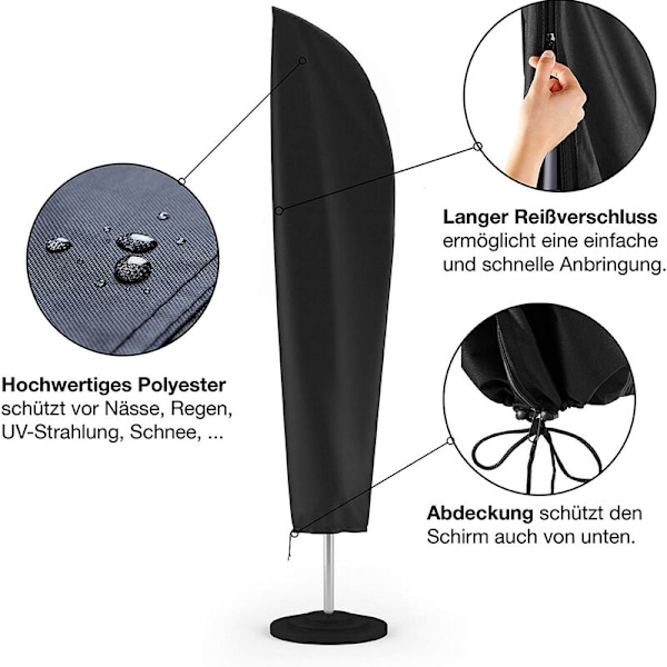 2,7m till 3,4m Cantilever Parasollöverdrag, Tjockt 420D Oxfordtyg, Vattentätt, Anti-UV Baldakin Parasollöverdrag med Luftventiler (265x40/70/50cm) - Svart
