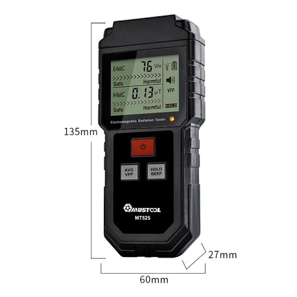 MT525 Elektromagnetisk Fältstrålningsmätare och Magnetiskt Fält LBTN