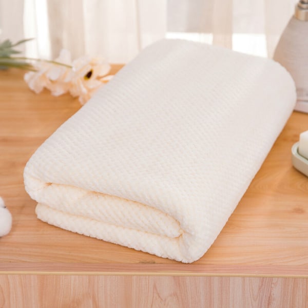 Badhandduk, Korallfleece Badhandduk, Enfärgad Vattenabsorberande Badhandduk, för Badrum, Hotell, Beige