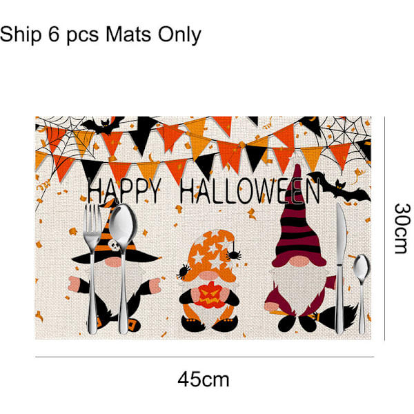 6 st Halloween Dekorativa Underlägg, Linne Hållbara Bord Underlägg stil4