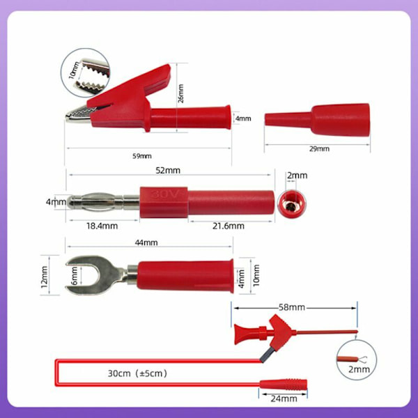 Multimeter Testledningssats - Digitala Elektriska Testspetsar med Alligatorklämmor