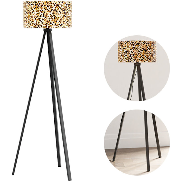 Royal TunbridgeWells Tripod Golvlampa Höjd 140cm E27 Svart Leopardmönster lux.pro