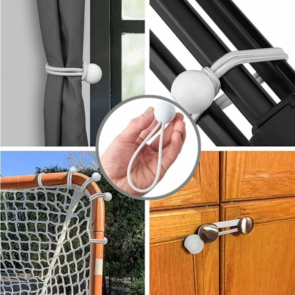 Satsvis med 75 Elastiska Spännare Elastiska Snören med Kulor Bungee-Snören för Tält, Presenningar, Affischer, Presenningspännare, Elastiskt Band, Presenninghållare