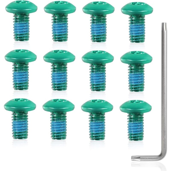12-pack cykelrotor skruvar, M5 x 10 mm skivbromsrotorbultar, guld MTB rotorbultar med T25 stjärnnyckel för landsvägscykel MTB