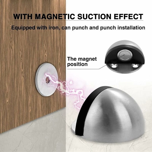 5 stycken magnetiska dörrstopp i metall, skruvbara golvstopp, självhäftande dörrstopp utan borrning för dörr- och väggskydd ㄗGuldㄘ