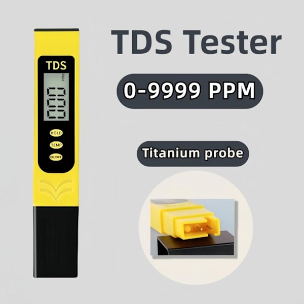 Kvalitetsmätare för TDS, pH och temperatur - Hög precision, bakgrundsbelyst display, pH-mätare, vattenkvalitetsmätare för pool