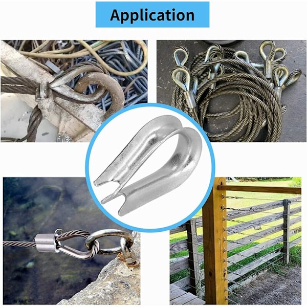 50 stycken Wire Rope Thimble Wire Rope Clips Rostfritt Stål Wire Rope Rigging Verktyg för Skeppsbyggnad (M4 (4 mm))