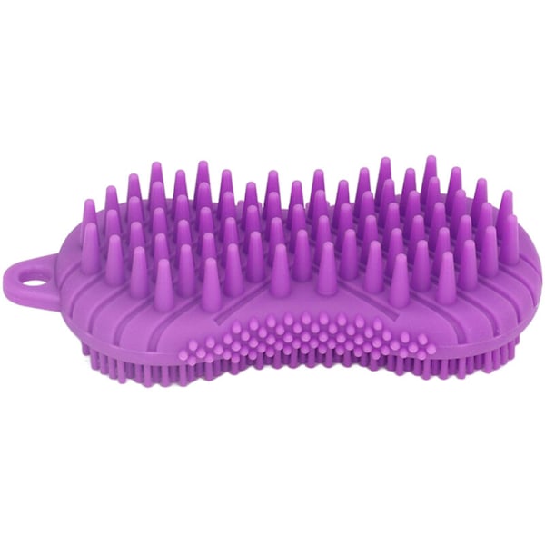 Badrumstillbehör Set, Silikon Kroppsskrubb, Dubbelsidigt Ergonomiskt Handtag, Säker Silikon Kroppsmassage, Silikon Kroppsborste för Kroppshår Lila