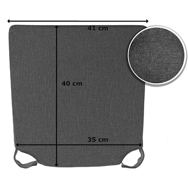 Set med 4 stolsdynor i trapetsform, bekväm sits, med inner- och ytterband i kardborre. Mått: 42 (bak) 35 (fram) x 4 cm