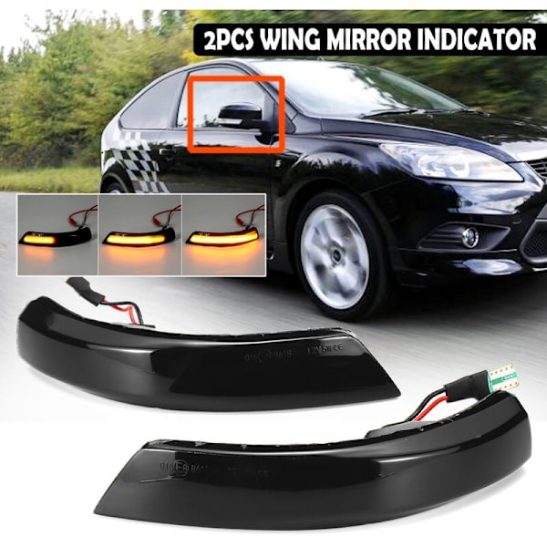 LED-sidobackspegel Blinkers 2 st Dynamiskt Indikator för Ford Focus Mondeo LBTN