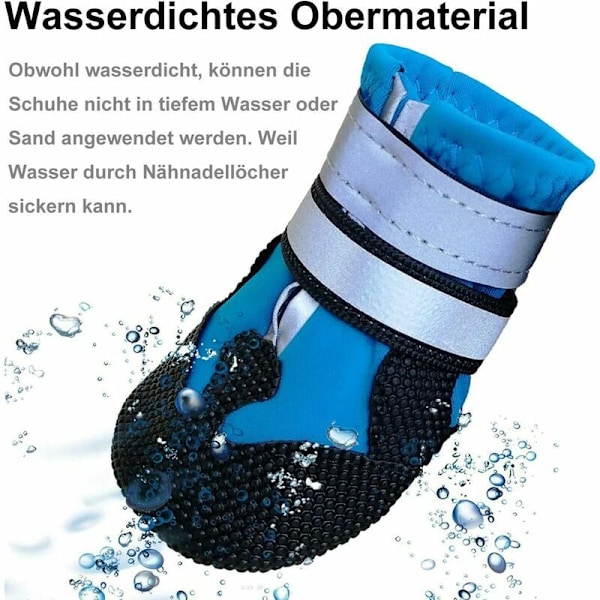 4-pack Vattentäta Hundskor Halksäkra Hundskor Djupt Snö Tasskydd med Reflekterande Remsa Velcro Stängning Regn Skor Husdjurs Stövlar