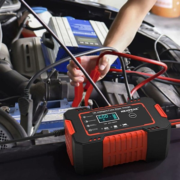 Bilbatteriladdare, 12V 6A Intelligent Batteriladdare, Underhåll Desulfator för Bilbatterier