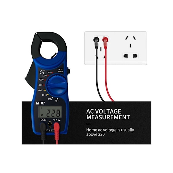 Professionella verktyg Bärbar LCD Digital Tång Amperemeter AC/DC Multimeter Spänning Diodt testare Ström Resistans Multimeter Multimeter 1st (Blå)