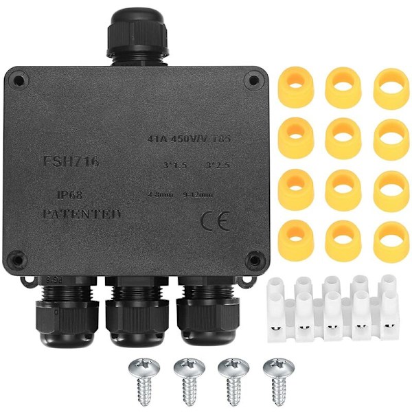 IP68 Vattentät Anslutningsdosa, Utomhus Vattentät Anslutningsdosa, 4-vägs Kabelanslutningsdosa för Ø4mm-12mm Kabel