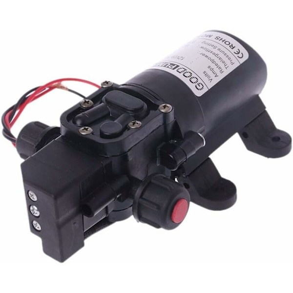 12V Husbil Vattenpump DC 12V 60W 130PI 6L/Min Högtrycksvattenpump Membranpump Självprimande Pump Husbil Vattenpump (Spänning: 12V)