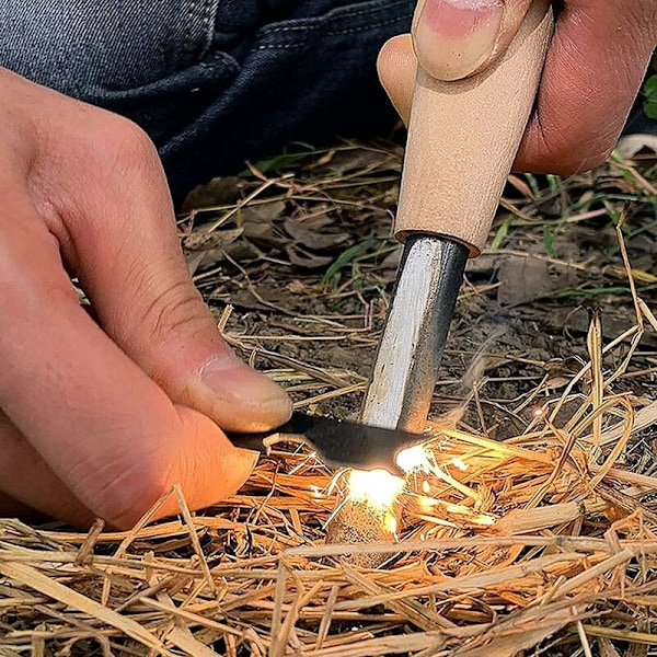 Eldstadare, Traditionell, Flinta Block, Handgjord Flinta Hänglås, Kraftfull Glimmande Flinta för Camping, Utomhus, Överlevnad (2-pack).