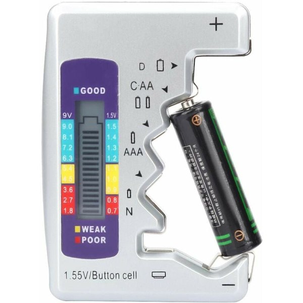 Batteritestare, Batterikapacitetsdetektor, AA/AAA Batteritestare, Knappcellsbatterier för att mäta batterikraft