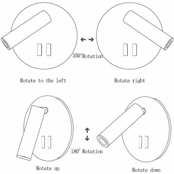 Sänglampa - LED Sänglampor Vägglampa Hotell Inredning Vägglampor Sängvägglampa Korridor med Strömbrytare Svart 9W 3000K Varmvit (Rund)