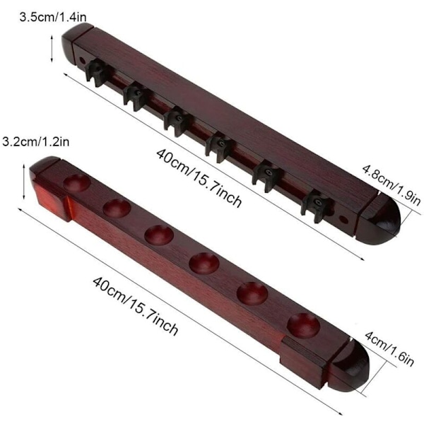 Trä 6-sitsig biljardställ, biljardköställ väggmonterat poolköställ, snookertillbehör biljardköställ för skola, hem och klubbar