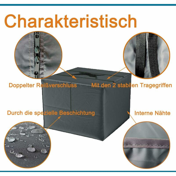 Förvaringsväska för trädgårdsmöbelkuddar, Vattentät, Dammtät, UV-skyddande, Robust 600D Oxfordtyg Julgransförvaringsöverdrag XXL (70 x 68 x 68 cm)