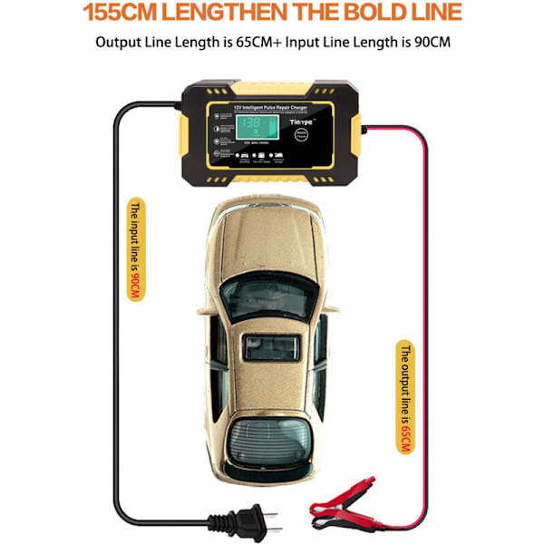12V 6A Smart Batteriladdare, Batteriladdare Underhåll och Automatisk Reparationsfunktion för Bil Motorcykel Lastbil
